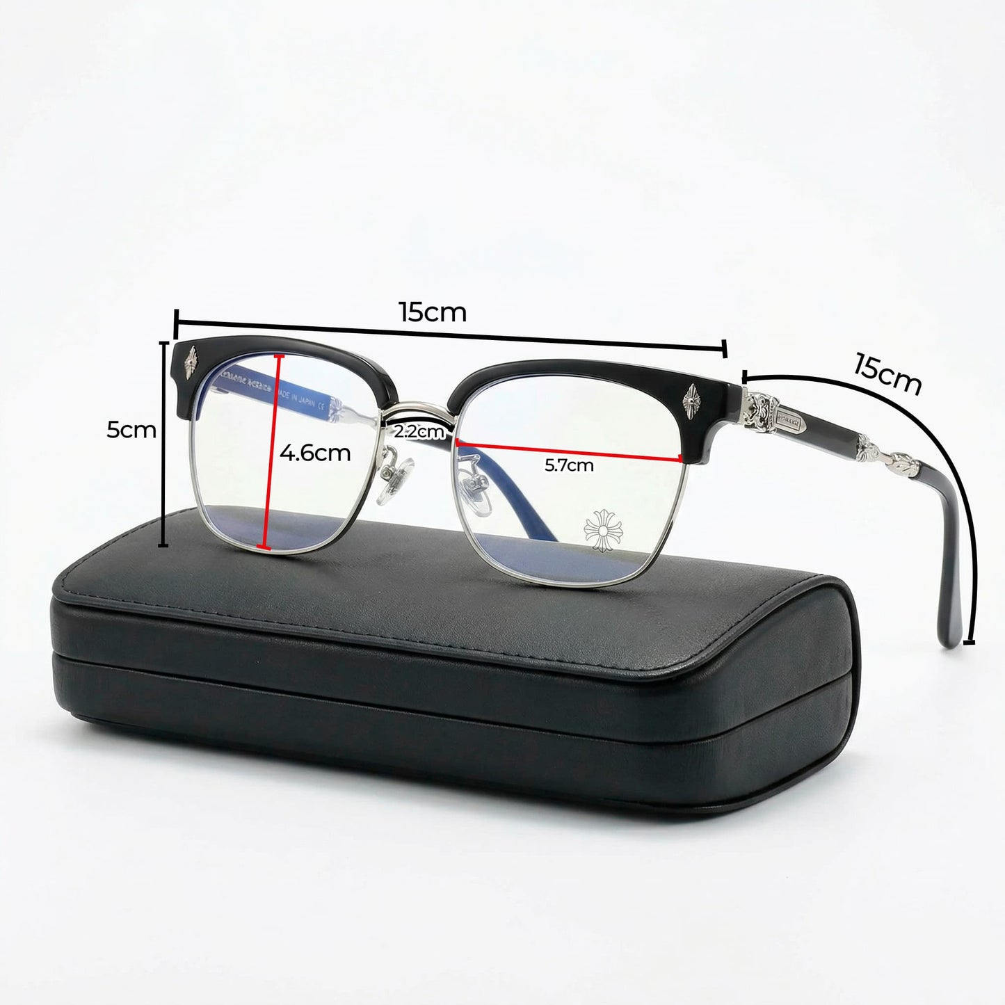 Chrome Hearts Black/Silver – UV400 + BlueProtect